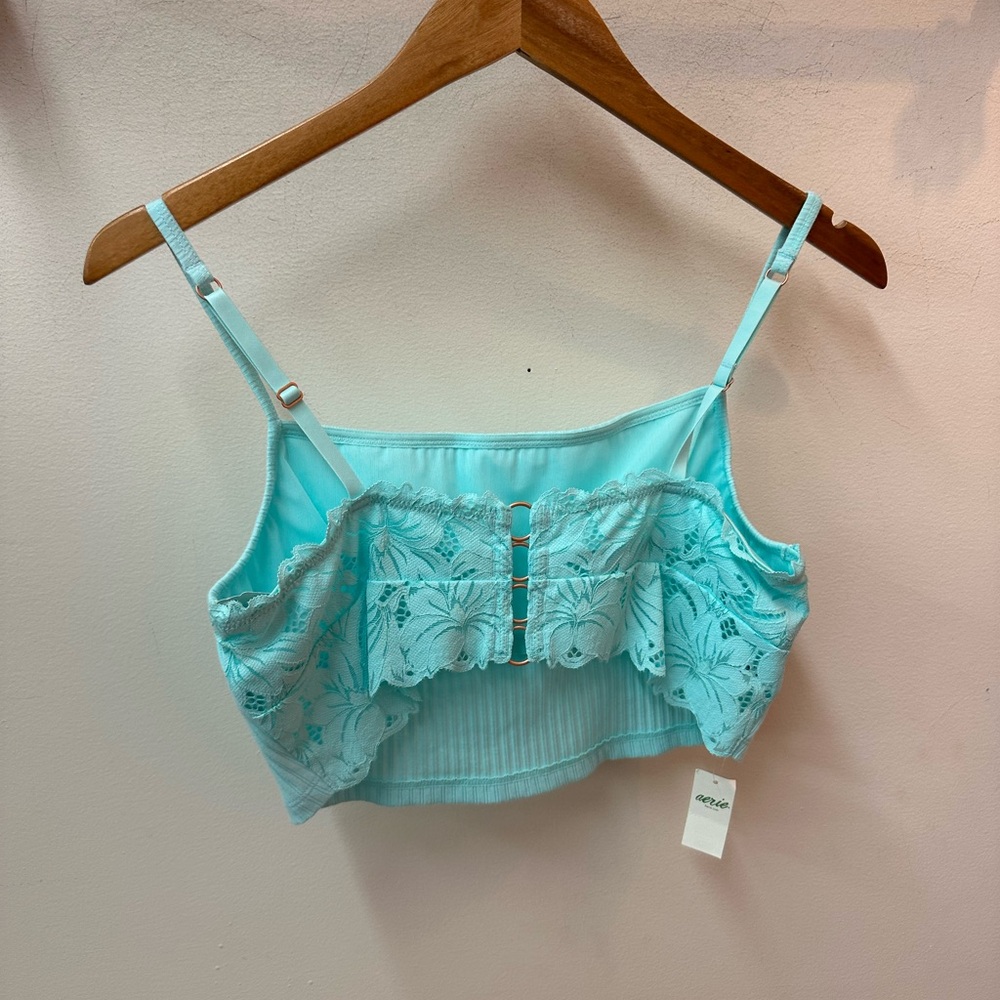 NWT Aerie Light Blue Ribbed Crop Top/Bralette - Picture 5 of 6